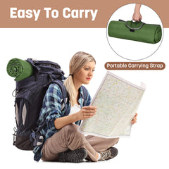 Tirrinia blanket folded compact for easy storage and portability.