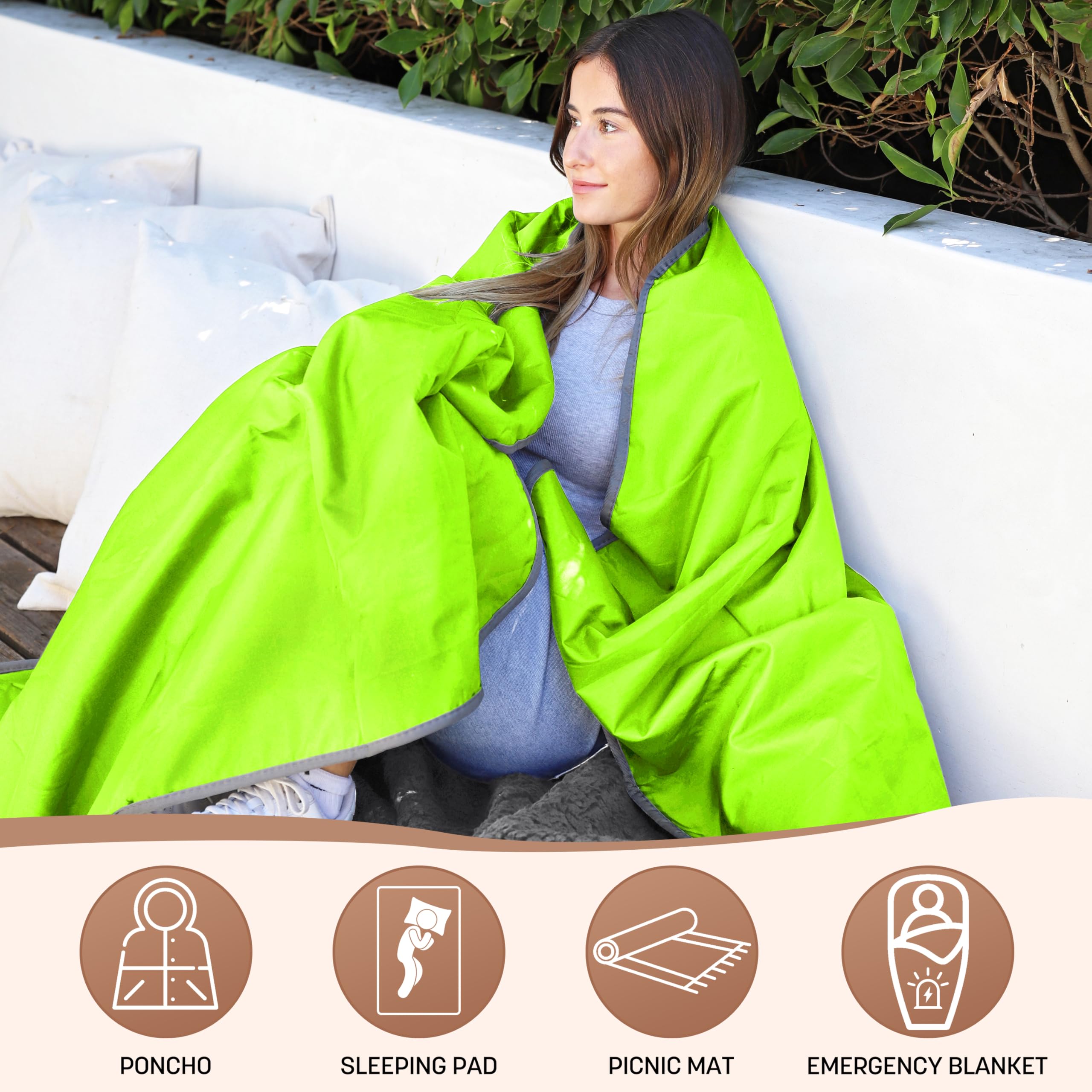 Tirrinia Bright Blanket shown on a camping setup delivering portable warmth for outdoor adventures.