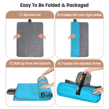Tirrinia Bright camping-scene blanket ready for rain or sun, versatile for trips.