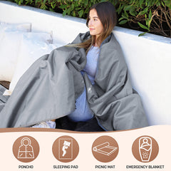 Tirrinia sherpa-lined blanket close-up highlights cozy warmth for outdoor evenings.