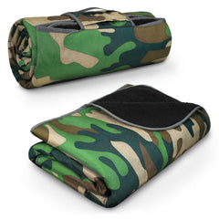 Tirrinia waterproof blanket camo folded shows compact portability for outdoor warmth