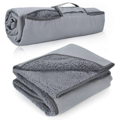 Tirrinia waterproof outdoor blanket back view demonstrates waterproof backing for dry warmth.