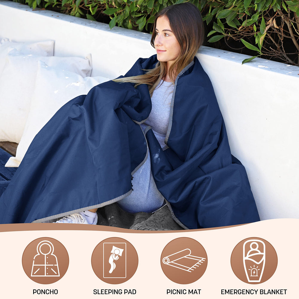 Tirrinia sherpa-lined blanket offers warm comfort during chilly outdoor events