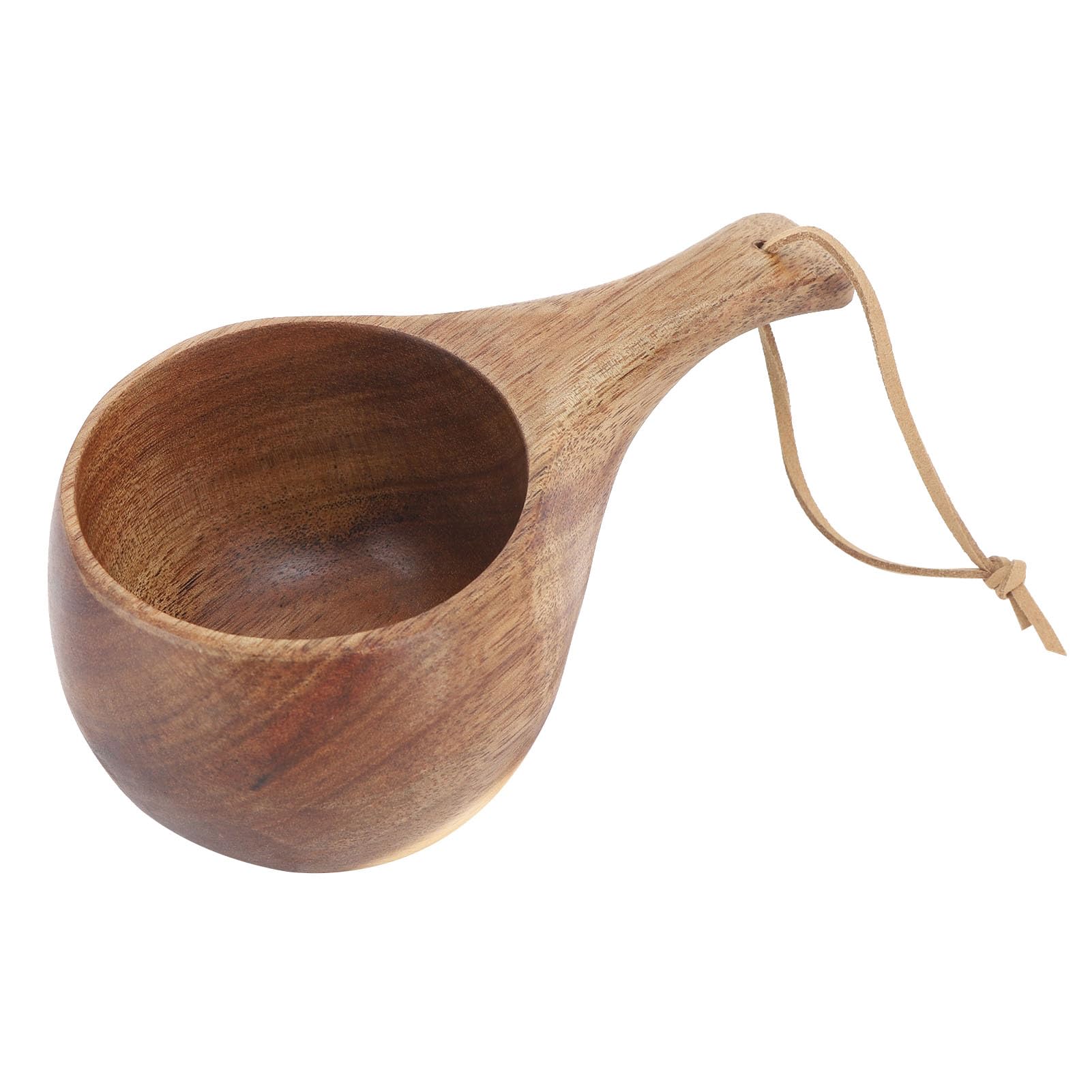 Tissting Kuksa wooden cup with natural wood grain, handcrafted for rustic Nordic charm.