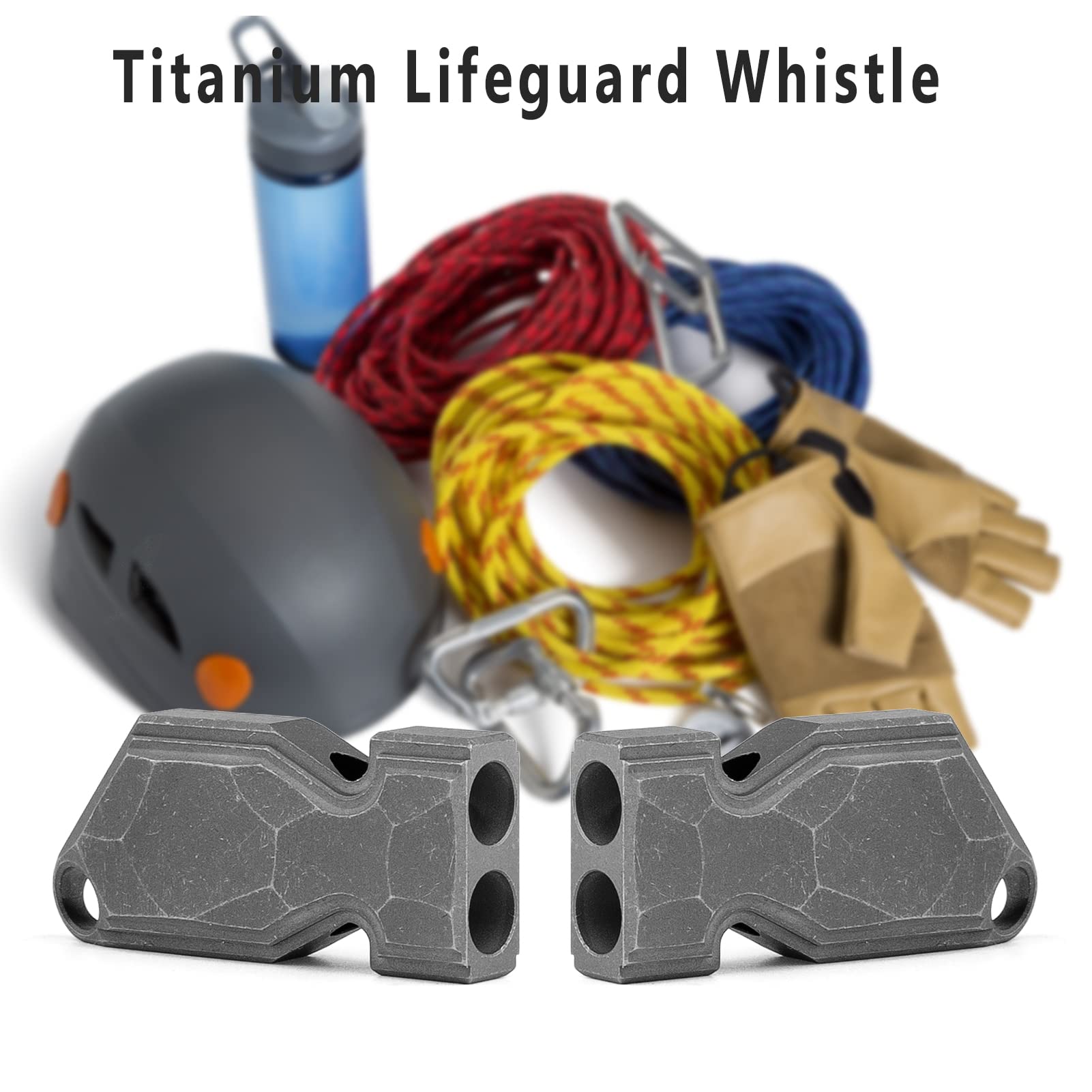 TISUR Emergency Whistle close-up highlights 120 dB loud signal for safety.