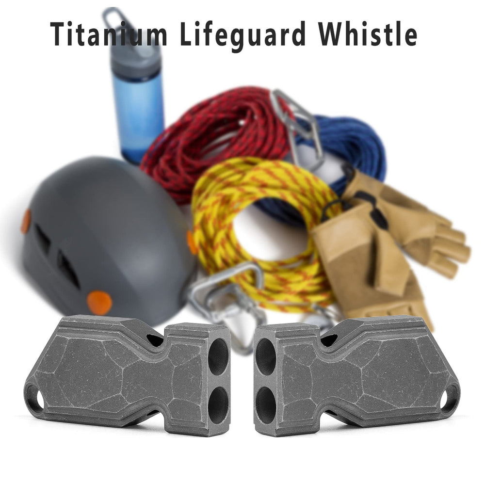 TISUR Emergency Whistle close-up highlights 120 dB loud signal for safety.