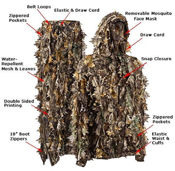 Titan 3D Leafy Suit hood with drawcord for secure facial concealment