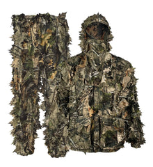 Titan 3D Outfitter leafy jacket and pants with dynamic leaves for deeper camouflage.