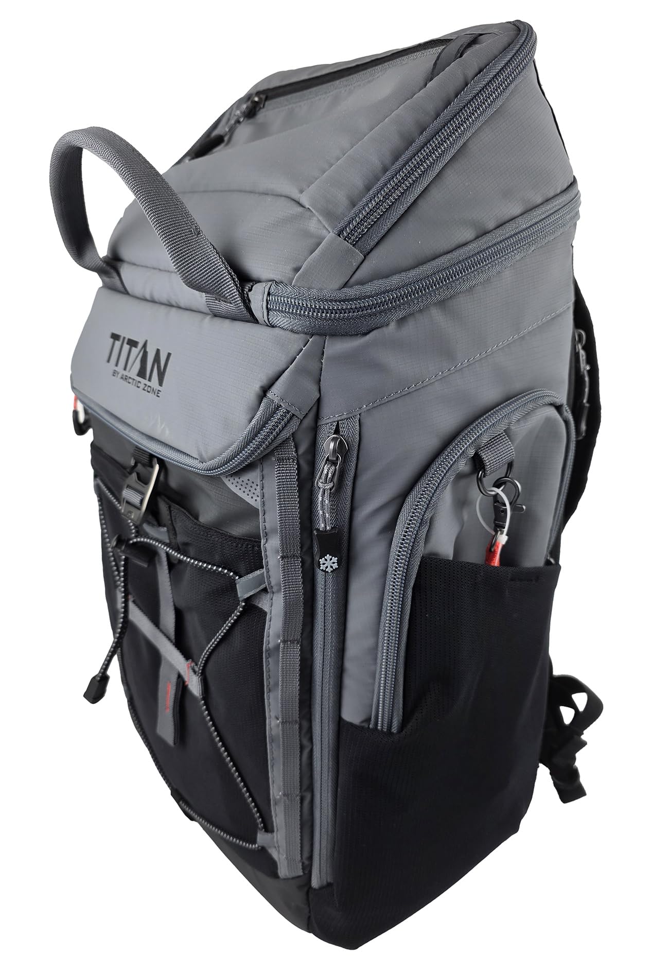 Titan by Arctic Zone backpack cooler front view showing 26-can capacity and leak-proof design.