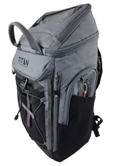 Titan by Arctic Zone backpack cooler front view showing 26-can capacity and leak-proof design.