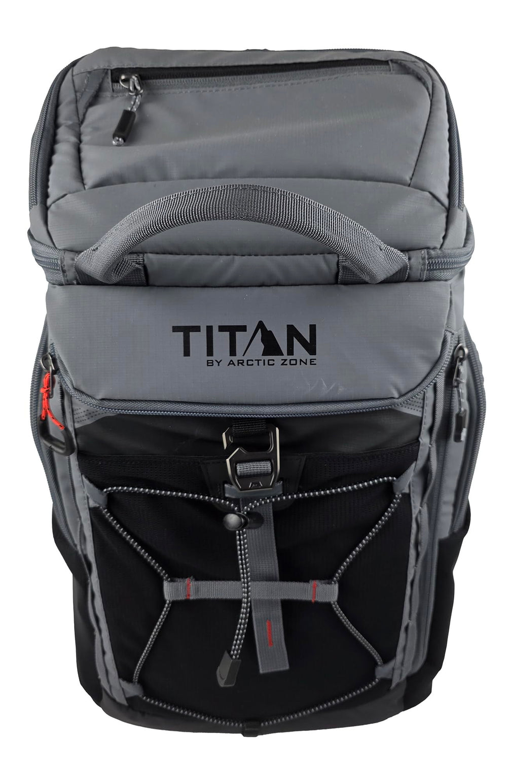 Titan by Arctic Zone backpack cooler side view with multiple pockets and padded straps.