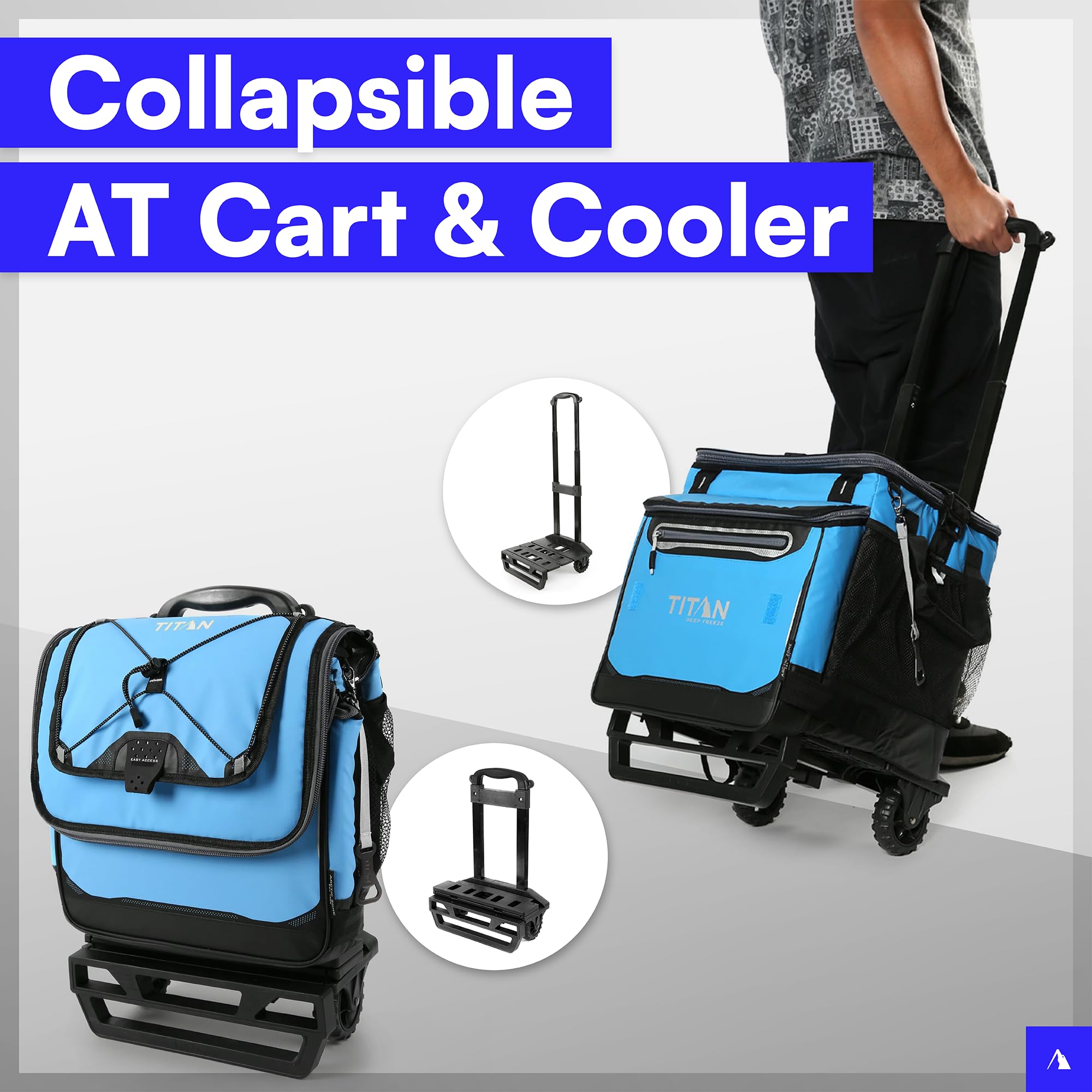 Titan by Arctic Zone Deep Freeze cooler detachable AT Cart with heavy-duty wheels.