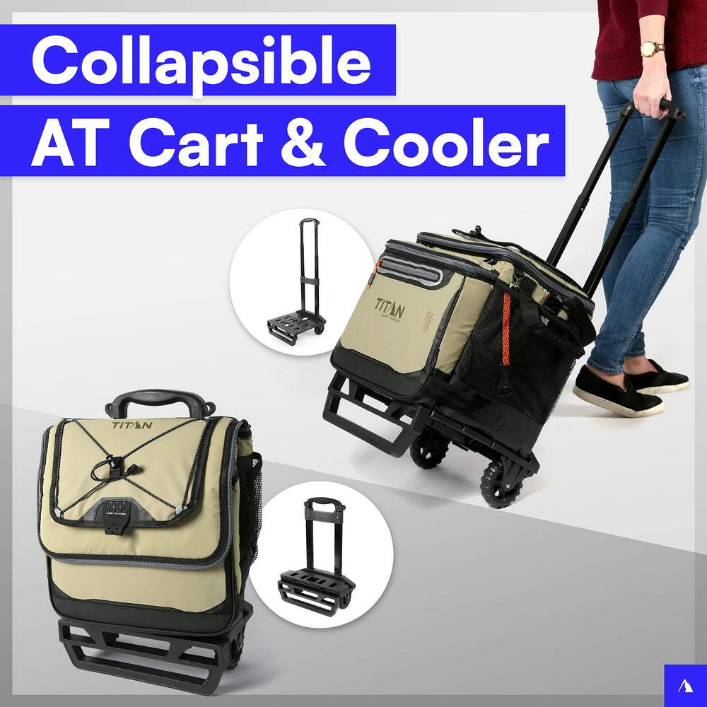 Titan by Arctic Zone detachable AT Cart with oversized wheels for easy towing.