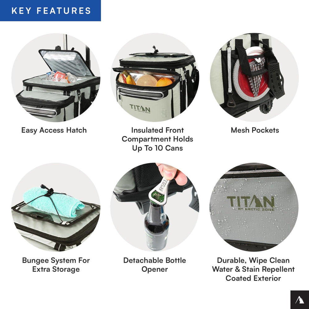 Titan by Arctic Zone detachable AT Cart with oversized wheels for easy transport.