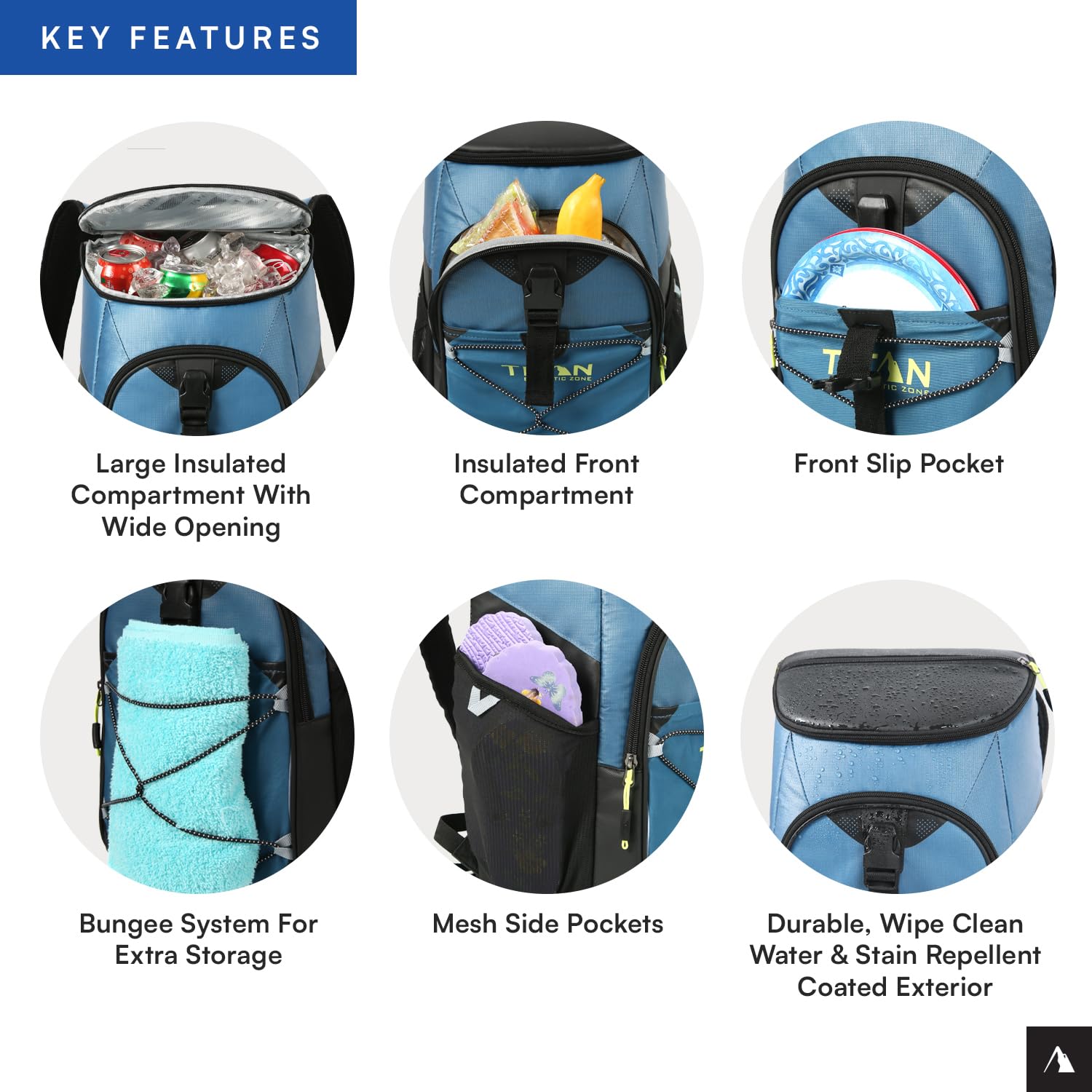 Titan Deep Freeze Backpack Cooler adjustable padded straps suited for long hikes
