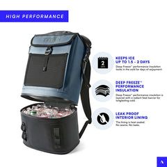 Titan Deep Freeze Backpack Cooler at campsite ready for snacks and drinks