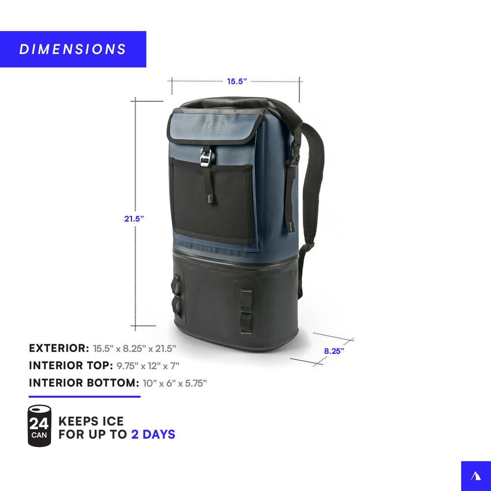 Titan Deep Freeze Backpack Cooler ergonomic straps offer comfortable carrying