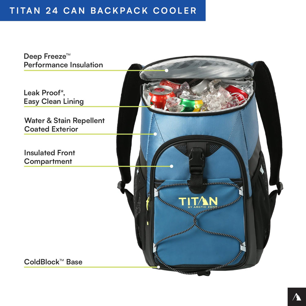 Titan Deep Freeze Backpack Cooler side mesh pocket for easy beverage storage