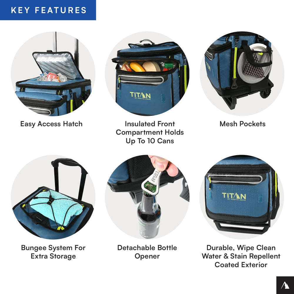 Titan Deep Freeze backsaver strap eases carrying when cart is detached.
