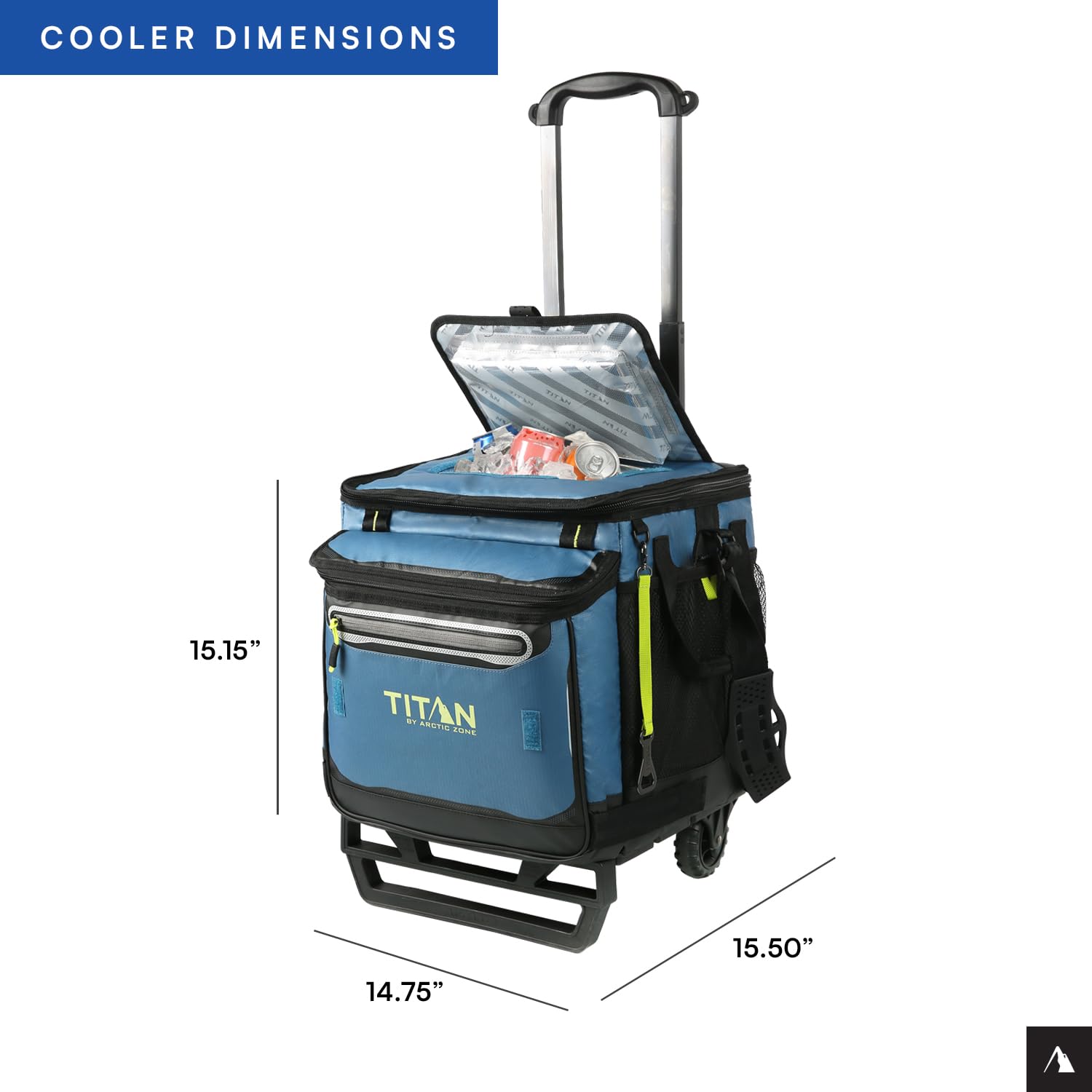 Titan Deep Freeze collapsible cooler and cart for compact storage.