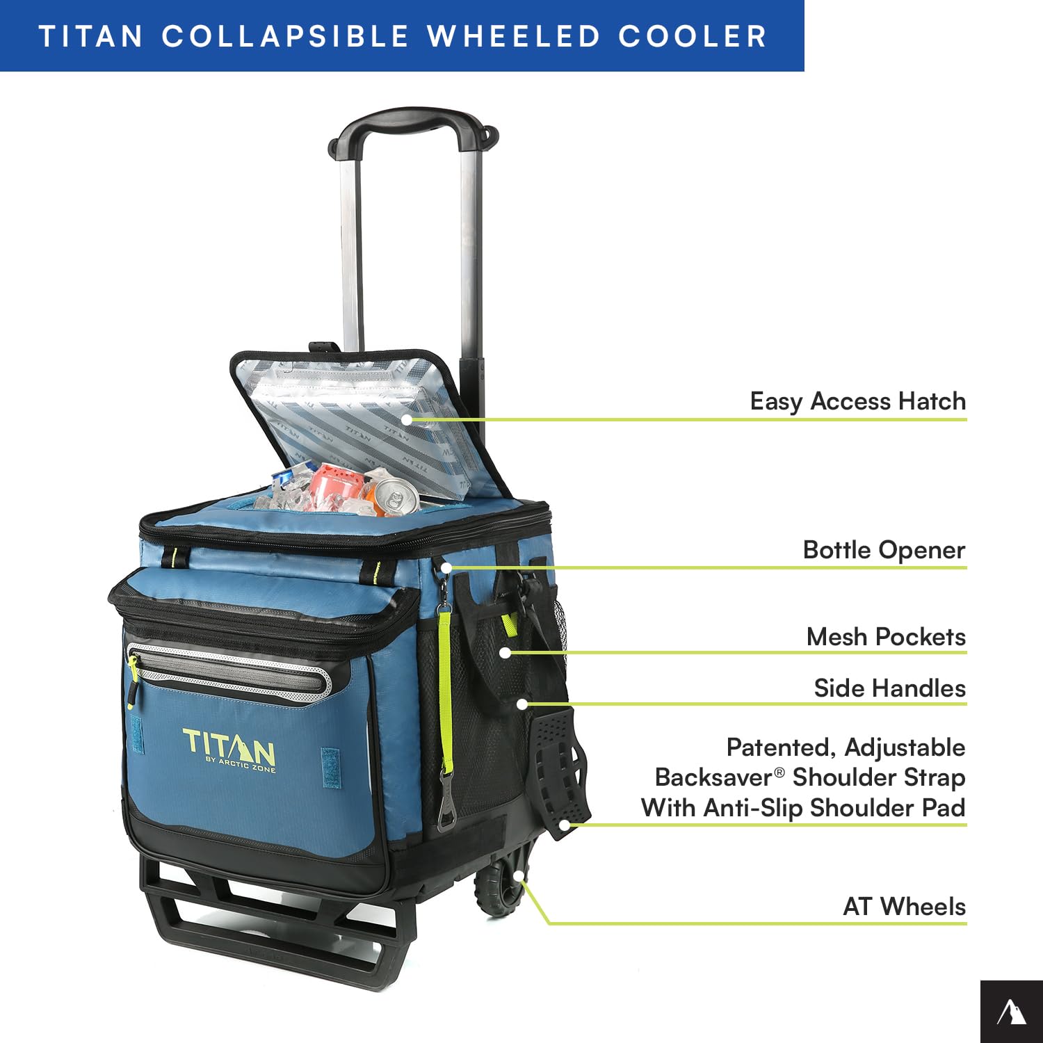 Titan Deep Freeze insulation with radiant barrier preserves drinks on trips.