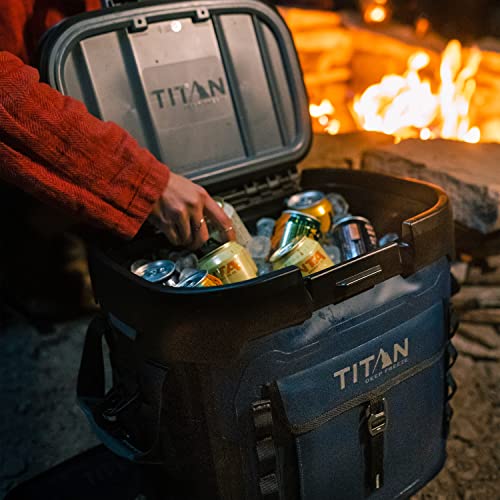 Rugged waterproof exterior of Titan Deep Freeze cooler in bright blue
