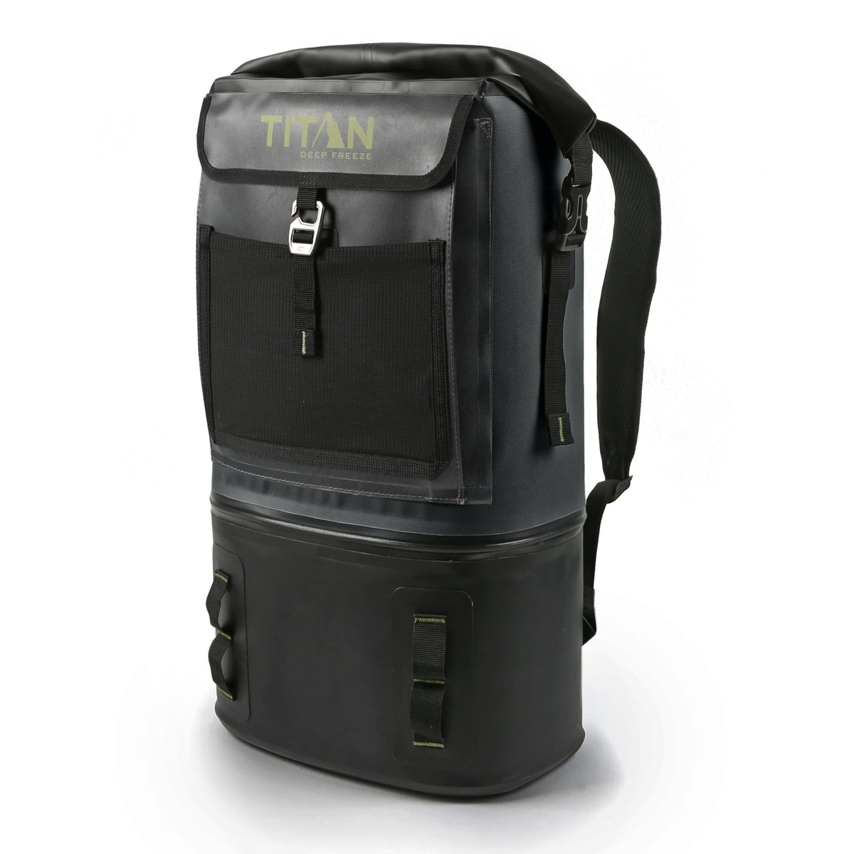 Titan by Arctic Zone front view of the Deep Freeze Welded Backpack Cooler stores 24 cans for outdoor adventures