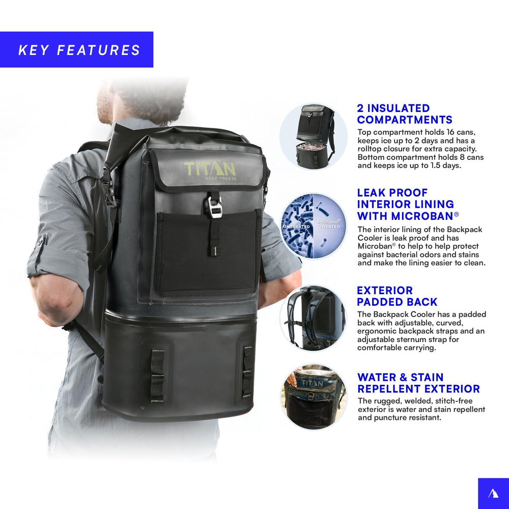 Titan by Arctic Zone interior view showing insulated compartments with leak-resistant seals for organized packing