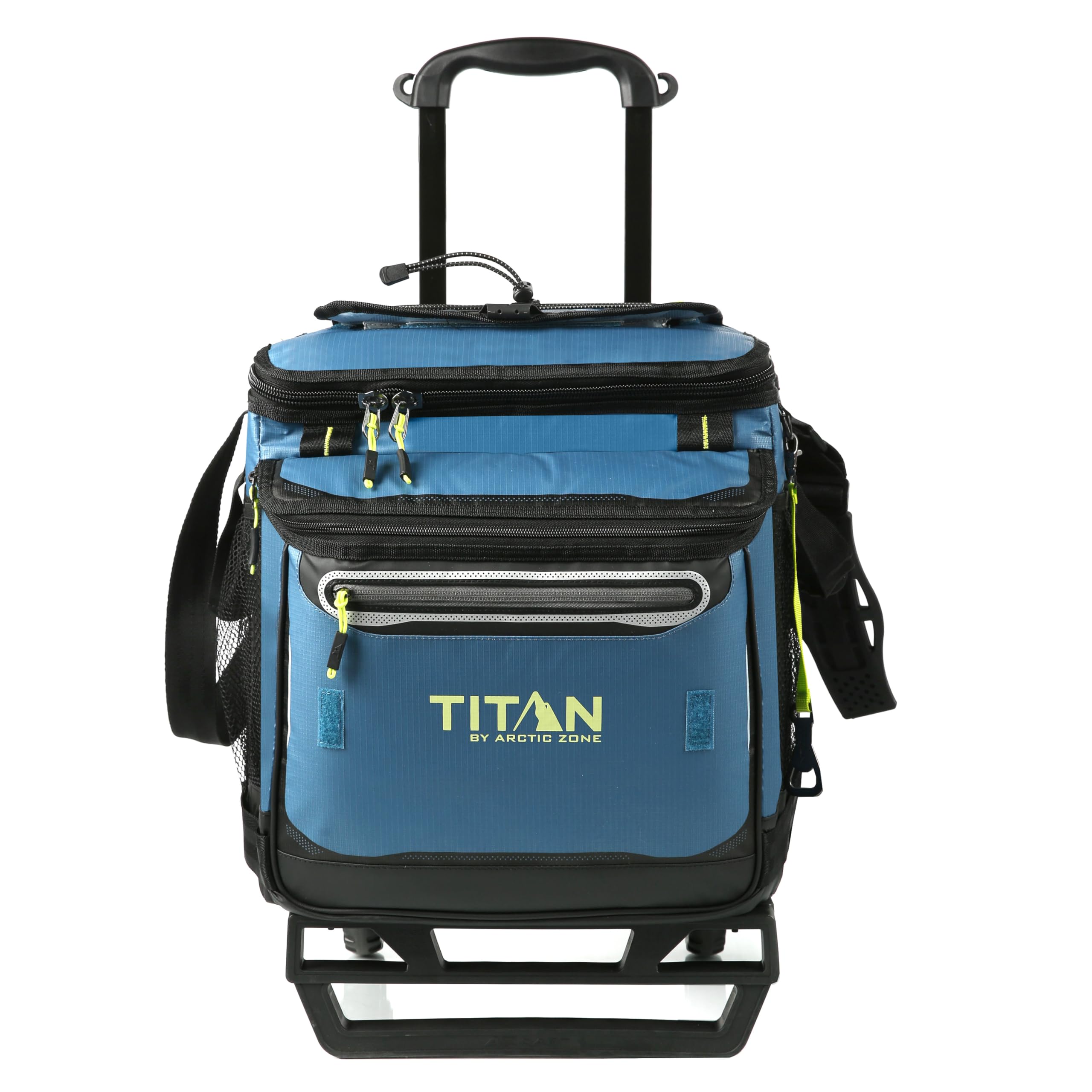 Titan Deep Freeze wheeled cooler front-compartment keeps essentials accessible.