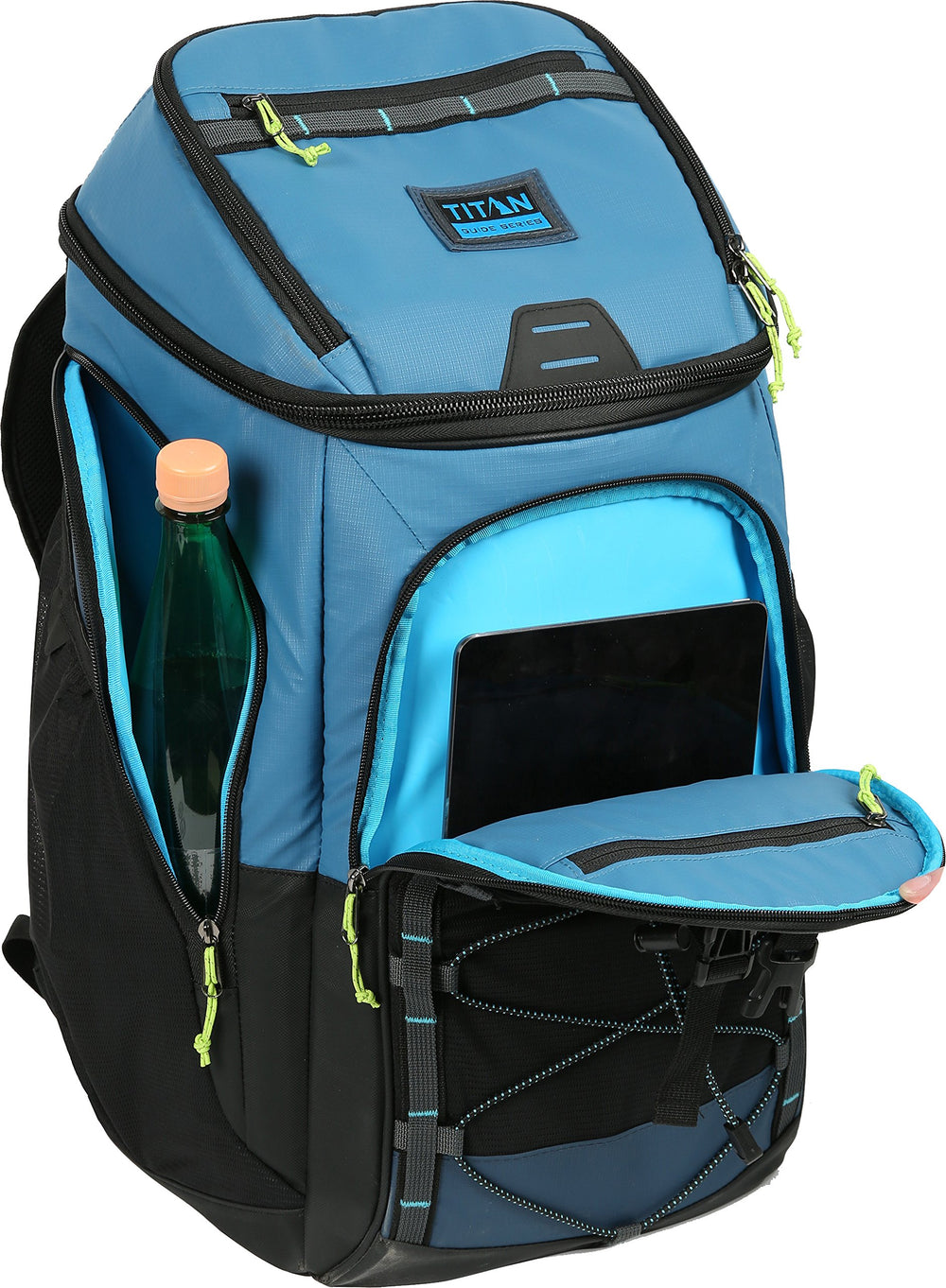 Titan Guide Series front pocket with elastic straps for gear organization.