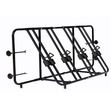 Titan Ramps truck bed bike rack with four bikes secured for transport.