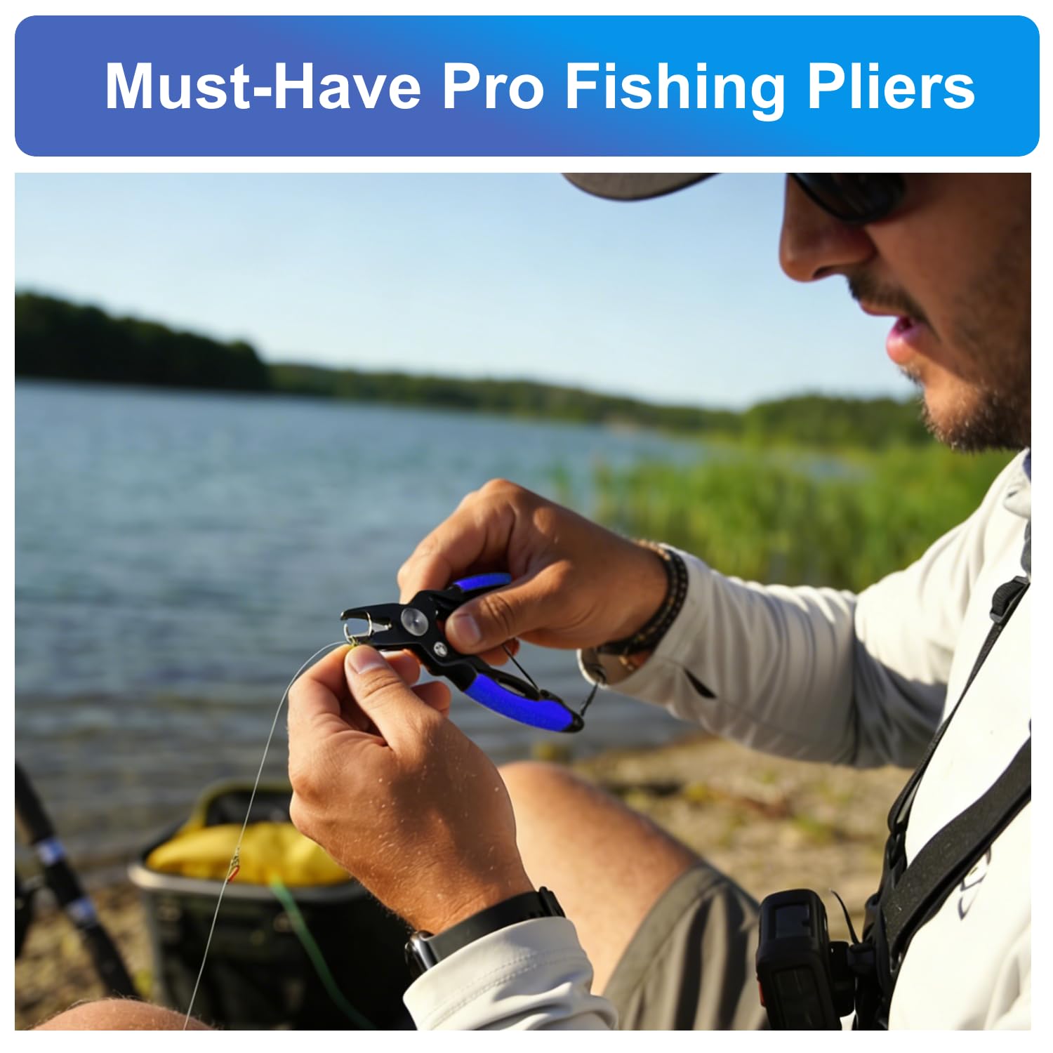 Titanium coated micro fishing pliers in use with ultralight tackle.