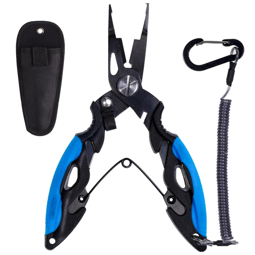 Titanium coated micro fishing pliers with storage pouch for ultralight tackle.