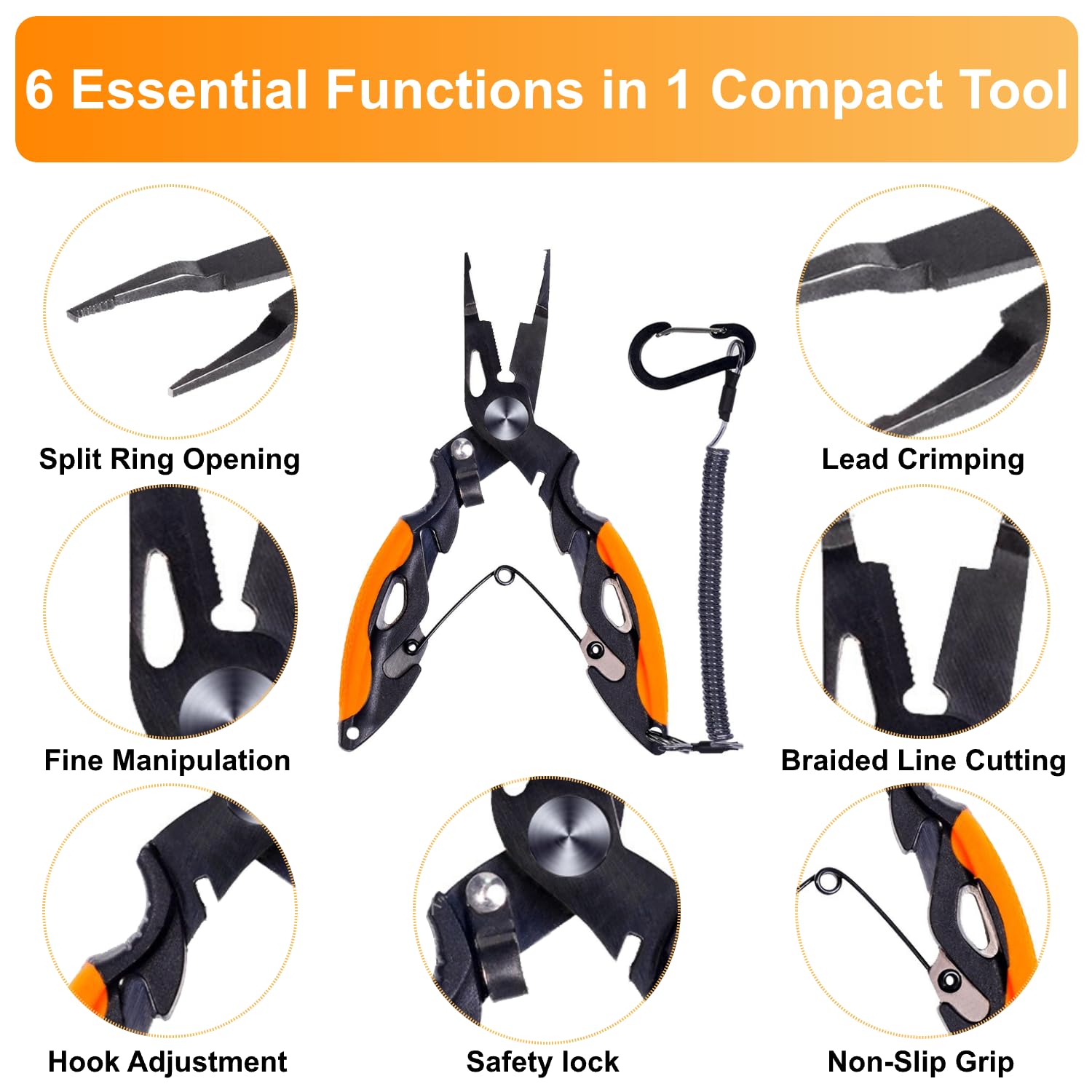Titanium Coated Micro Fishing Pliers cutting braided line with carbide blades