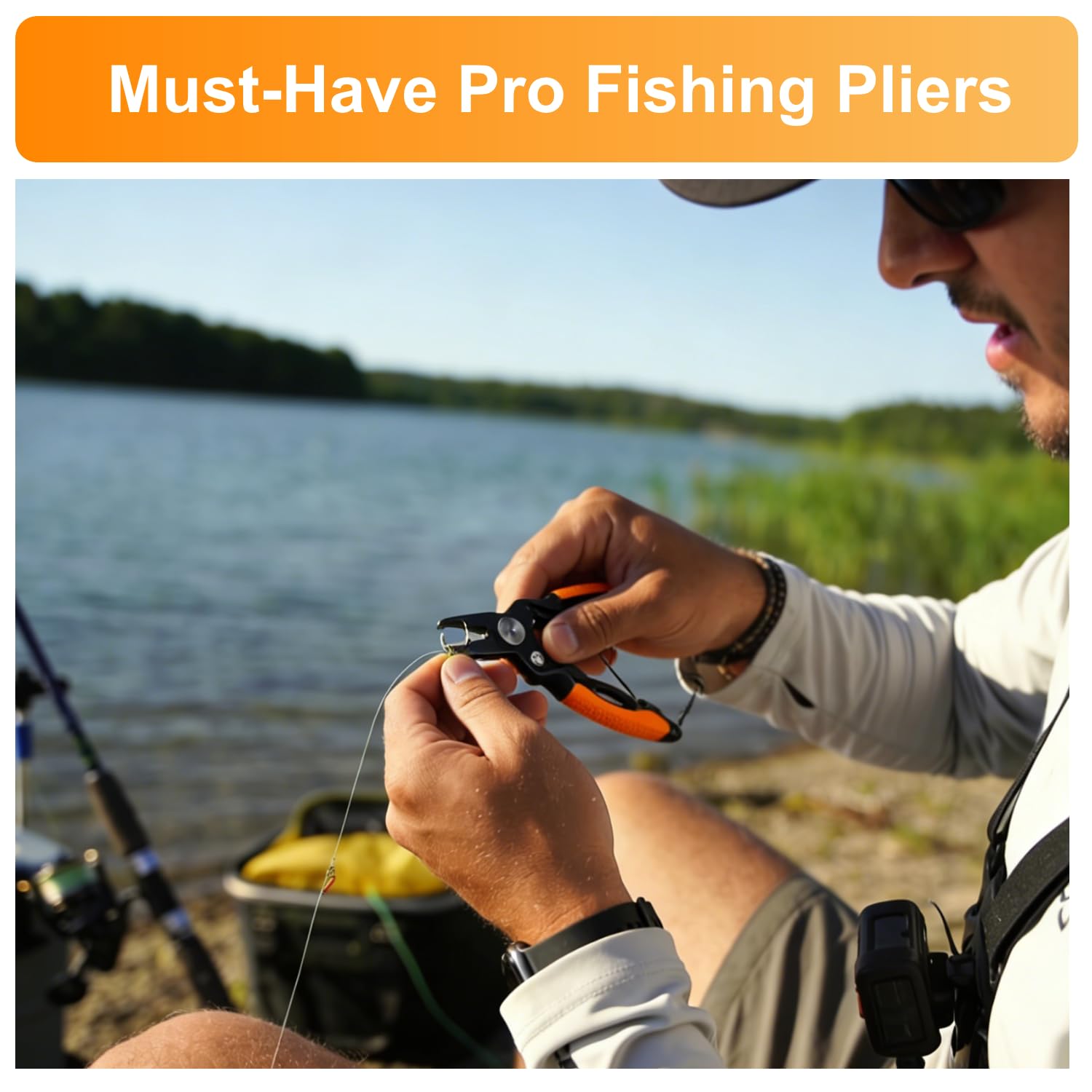 Titanium Coated Micro Fishing Pliers with detachable lanyard on water