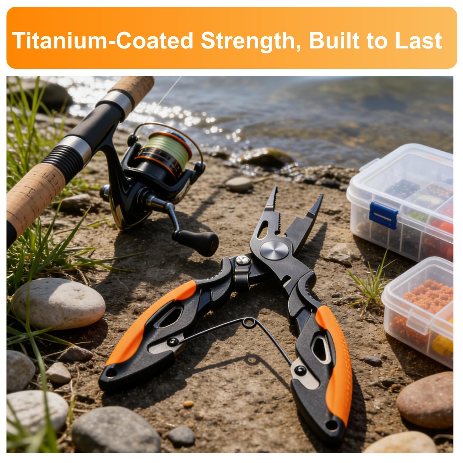 Titanium Coated Micro Fishing Pliers stored in dedicated pouch for organized transport