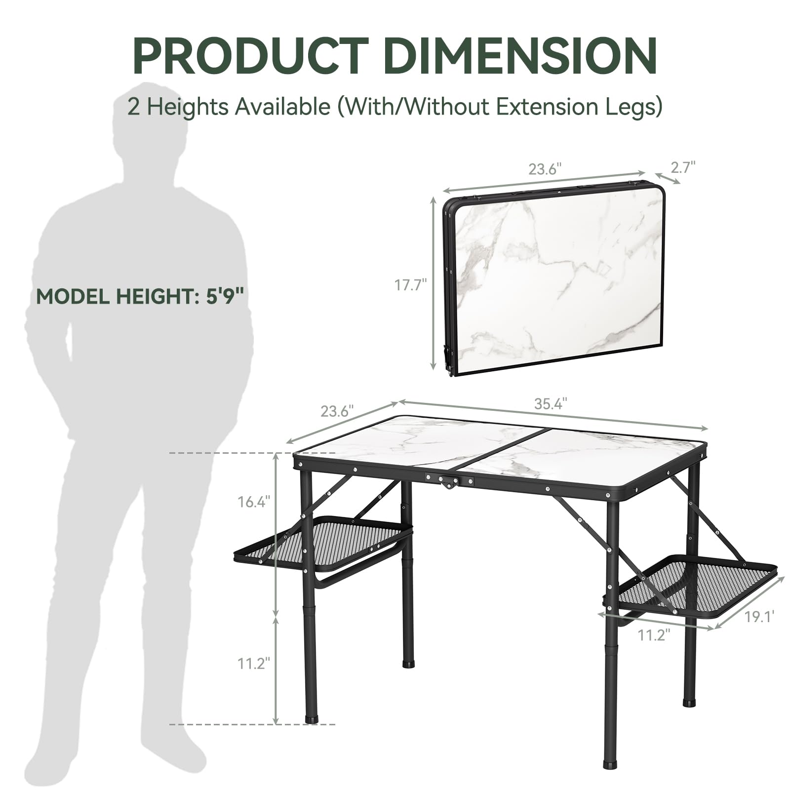 Titanker folding camping table folded compact demonstrates easy storage and transport.