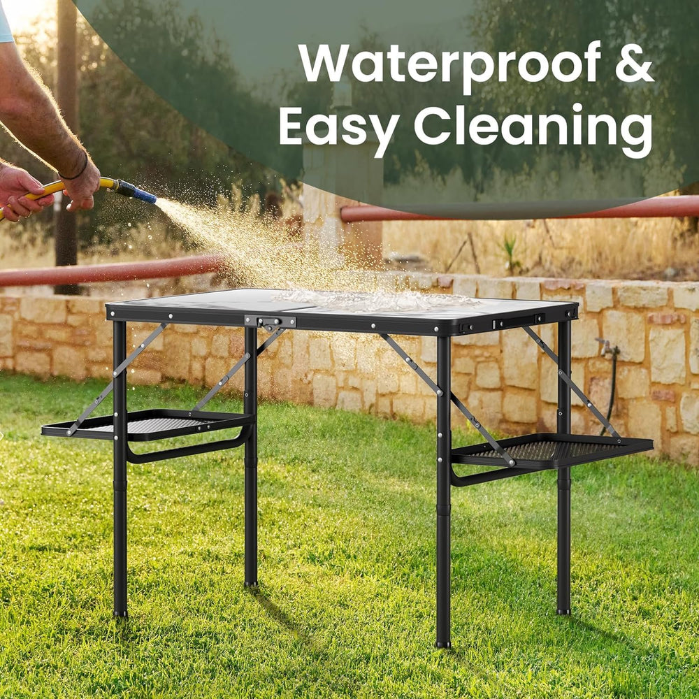 Titanker folding table weighs 12 lbs for portable camping and RV trips.