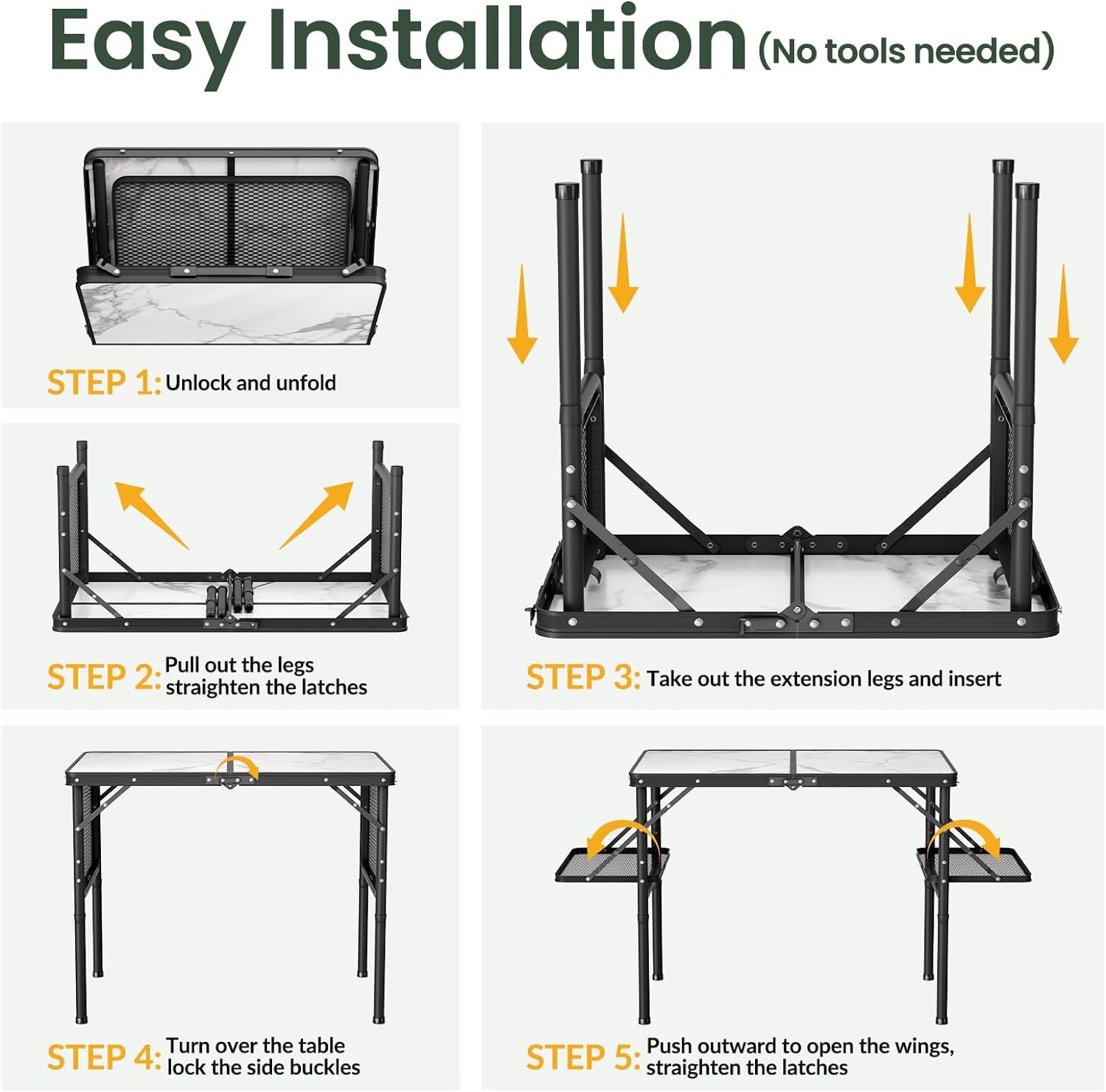 Titanker outdoor patio use-ready table withstands wet weather and cleaning.