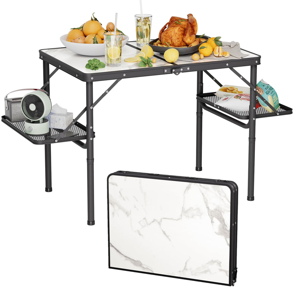 Titanker folding camping table setup provides extra outdoor dining space.