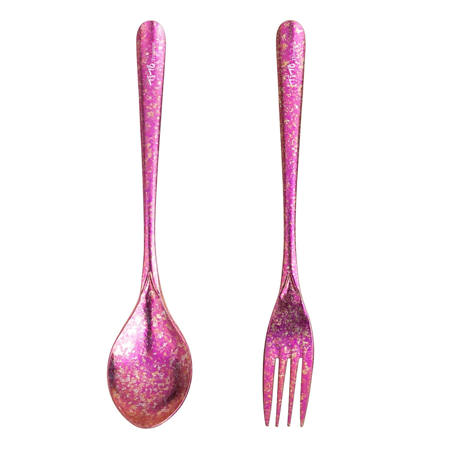TiTo Titanium spoon in rose red, ultralight and ideal for everyday dining on the go.