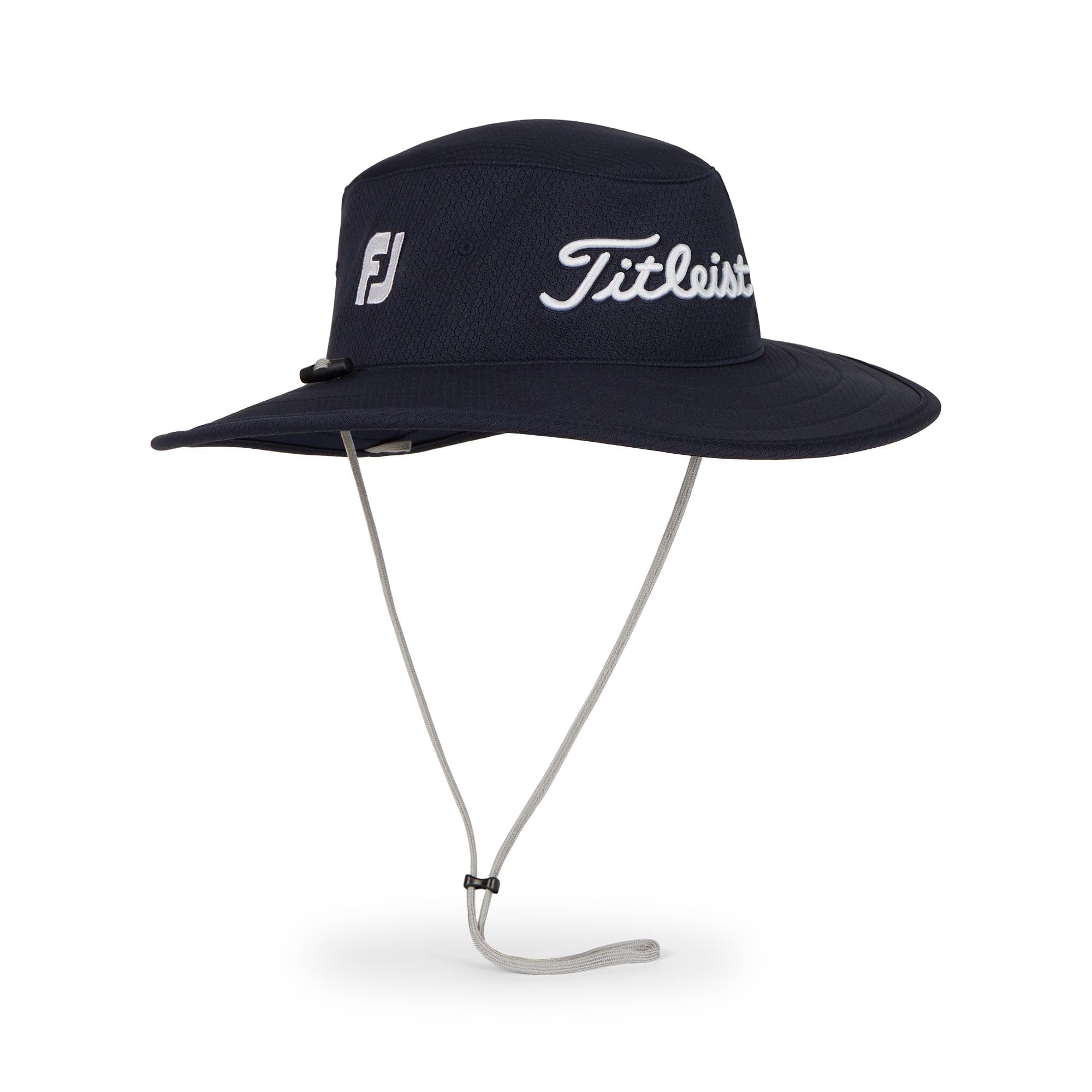 Titleist Tour Hat navy/white side view showing enhanced UV coverage.