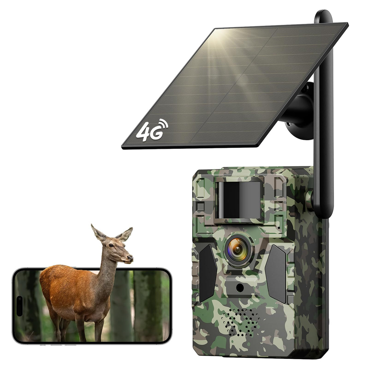 TKENPRO trail camera solar panel powering long outdoor monitoring