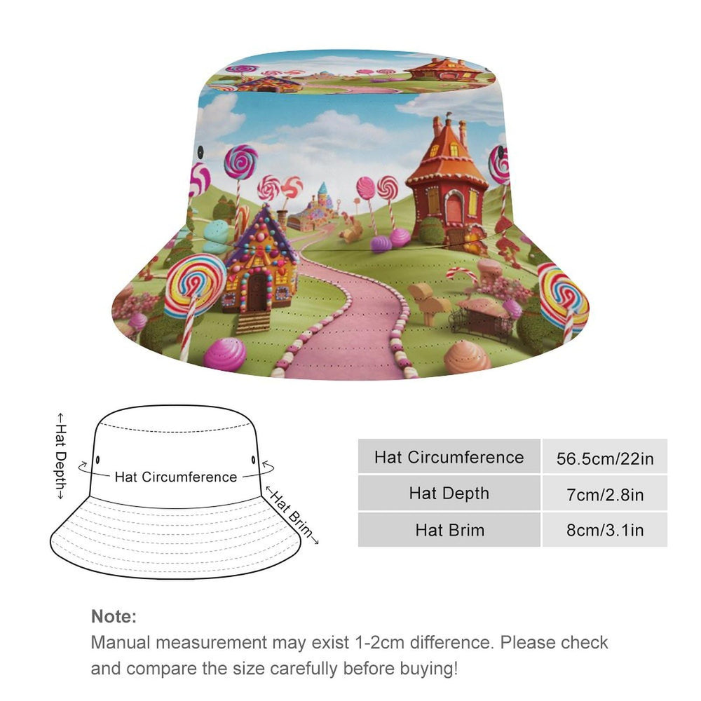 TKJMCSW Candy Land bucket hat side view highlighting unisex fit and shading