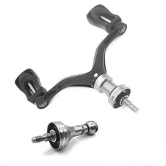 TKOWTB dual-grip reel handle close-up emphasizing a solid metal body.