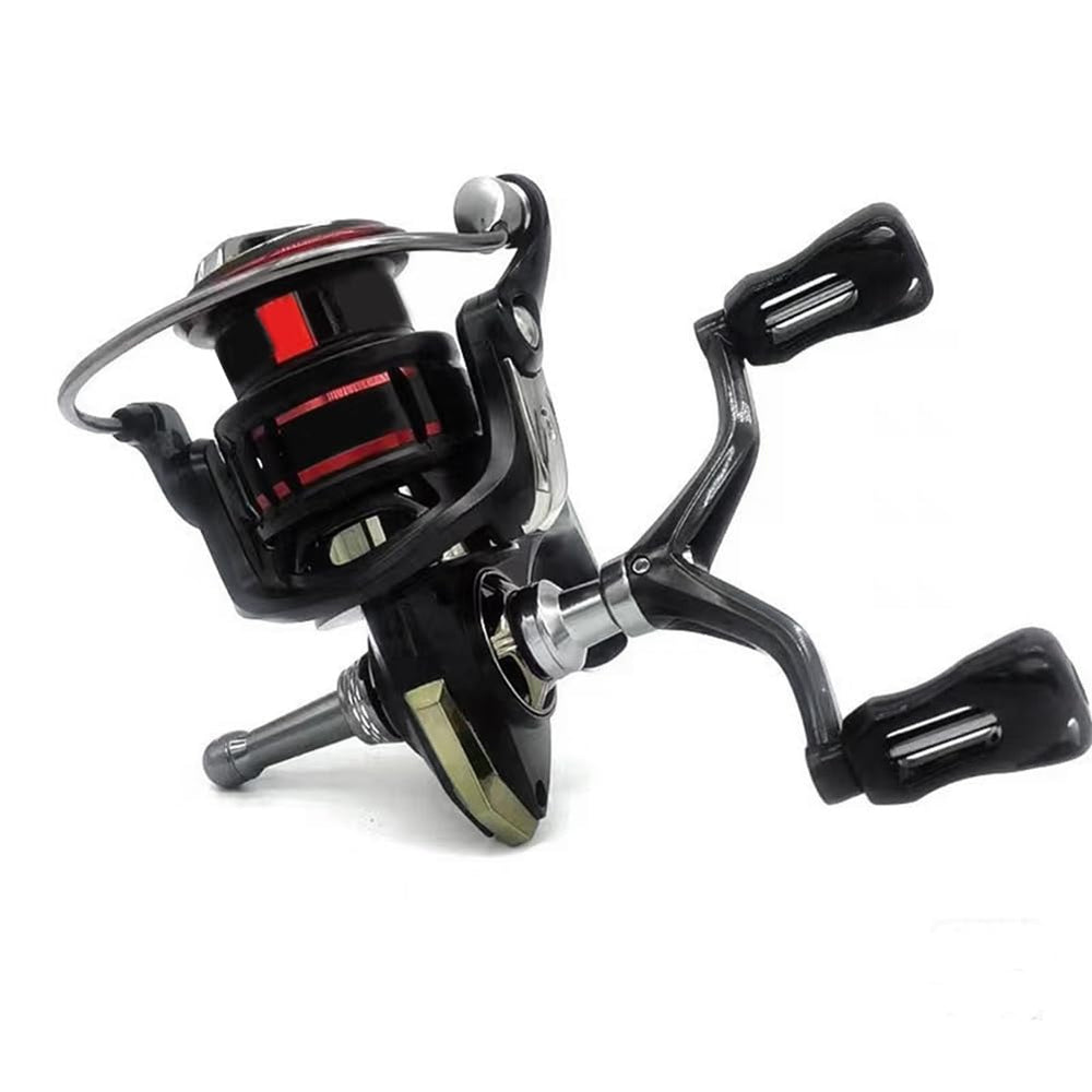 TKOWTB dual-grip reel handle side view showing lightweight metal for easier handling.