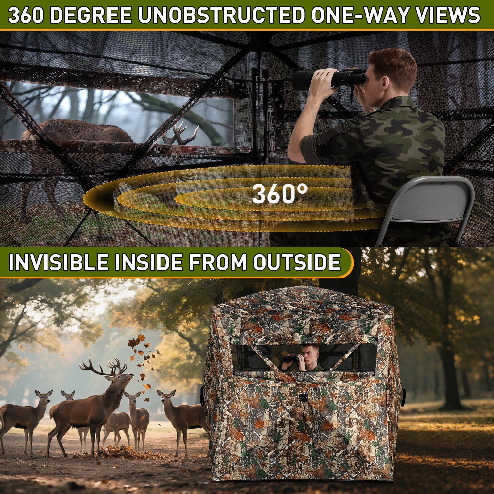 TLC Sport hunting blind carrying bag shown for portable setup during field hunts.