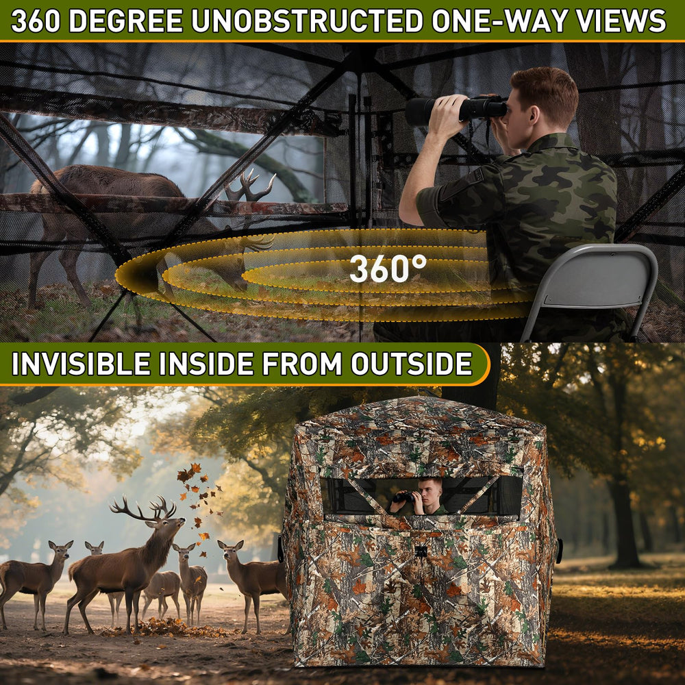 TLC Sport hunting blind carrying bag shown for portable setup during field hunts.