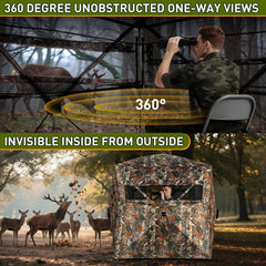 TLC Sport hunting blind carrying bag shown for portable setup during field hunts.
