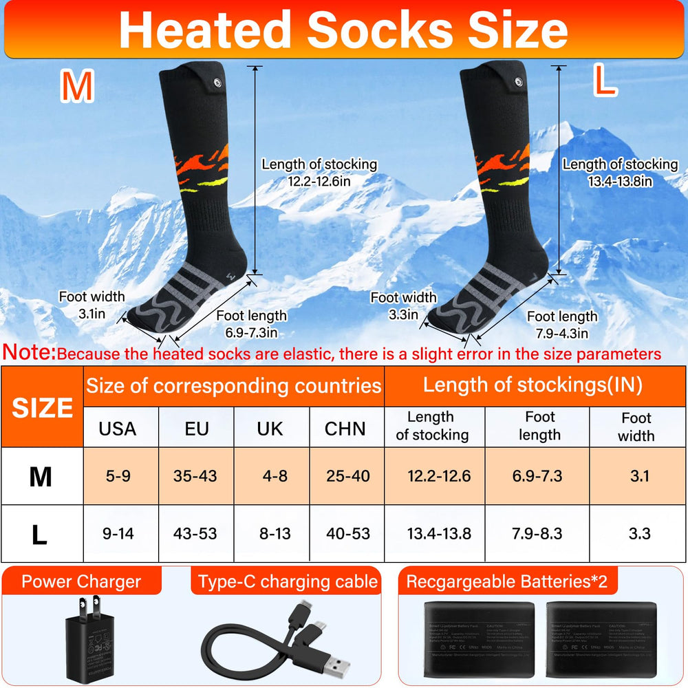 TLXLT heated socks close-up showing 3D hidden heating wires